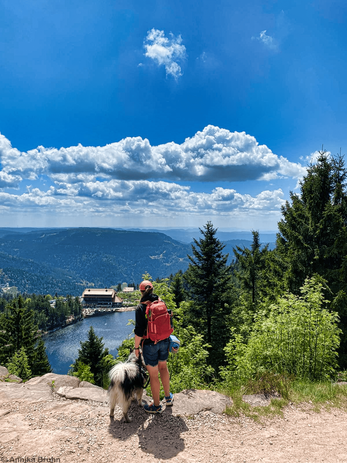 Q und ich schauen auf den Mummelsee